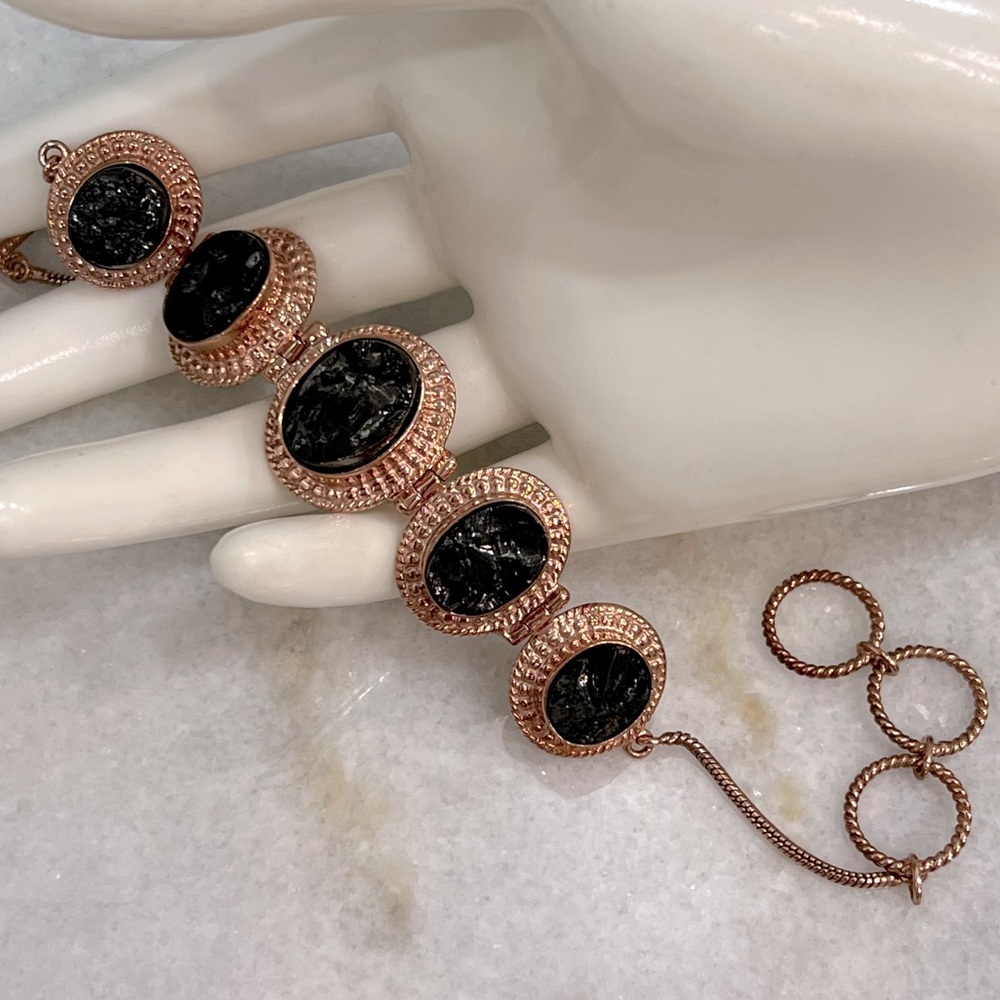 Elite Shungite Rough Cut 14K Rosegold Bracelet